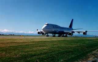 A 747 on a taxiway